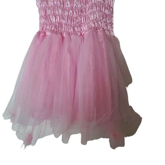 HH Pink Tule Feather Dress Fit Flare Stretch Dress - Picture 8 of 10